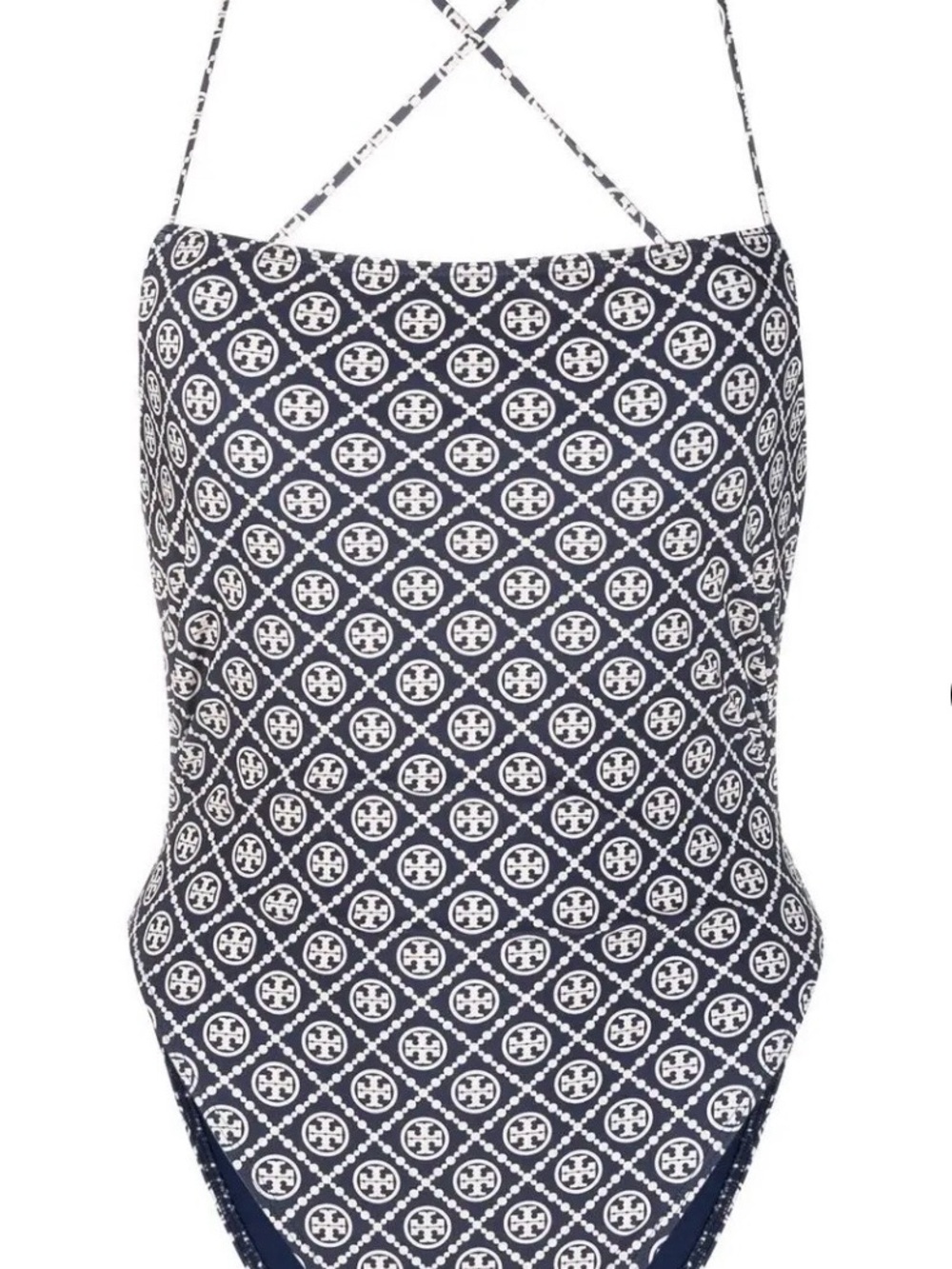 Tory Burch T Monogram Tie-Back One-Piece Swimsuit - Size M